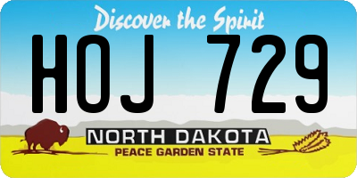 ND license plate HOJ729