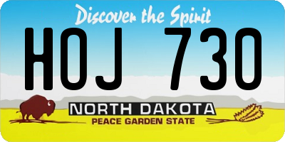 ND license plate HOJ730