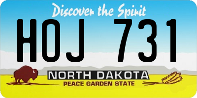ND license plate HOJ731