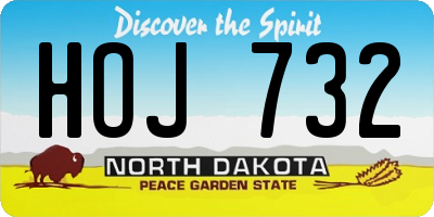 ND license plate HOJ732