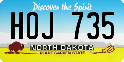 ND license plate HOJ735
