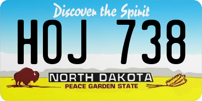 ND license plate HOJ738