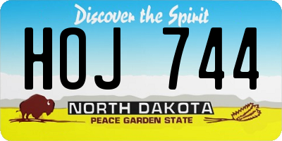 ND license plate HOJ744