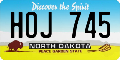 ND license plate HOJ745