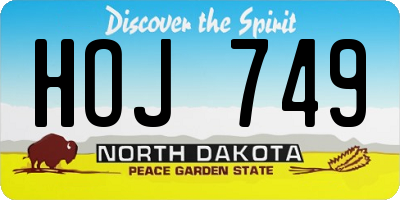 ND license plate HOJ749