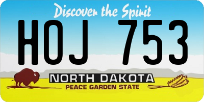 ND license plate HOJ753