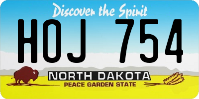 ND license plate HOJ754