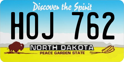 ND license plate HOJ762