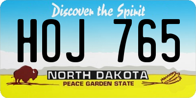 ND license plate HOJ765