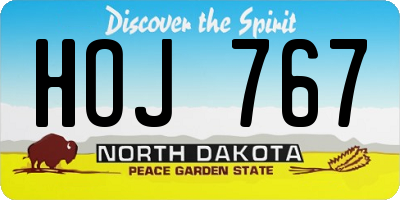 ND license plate HOJ767
