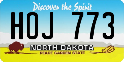 ND license plate HOJ773