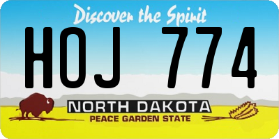 ND license plate HOJ774
