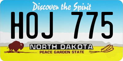 ND license plate HOJ775