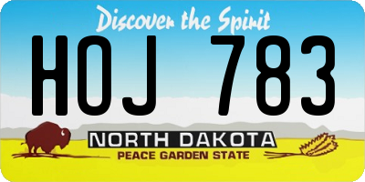 ND license plate HOJ783