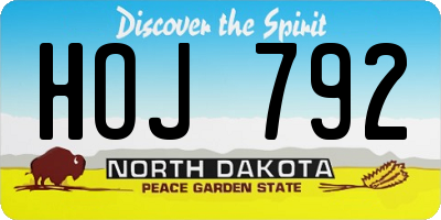 ND license plate HOJ792