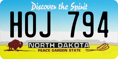 ND license plate HOJ794