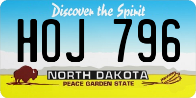 ND license plate HOJ796