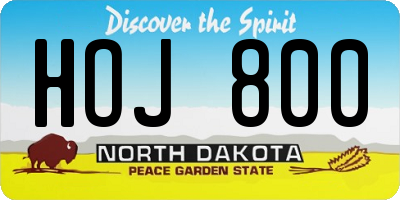ND license plate HOJ800