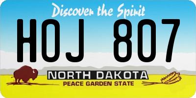 ND license plate HOJ807