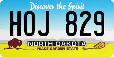 ND license plate HOJ829