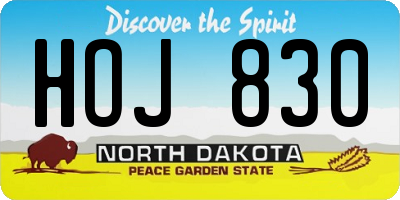 ND license plate HOJ830
