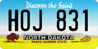 ND license plate HOJ831