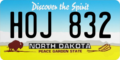 ND license plate HOJ832