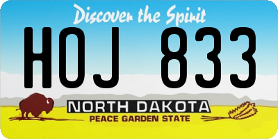 ND license plate HOJ833