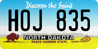 ND license plate HOJ835