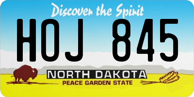 ND license plate HOJ845