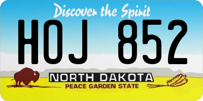 ND license plate HOJ852