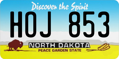ND license plate HOJ853