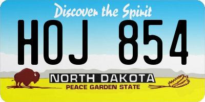 ND license plate HOJ854