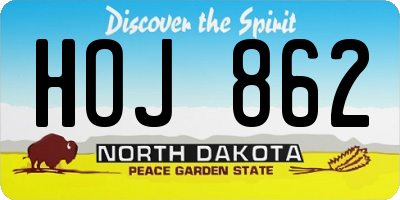 ND license plate HOJ862