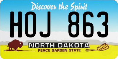 ND license plate HOJ863