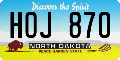 ND license plate HOJ870