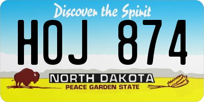 ND license plate HOJ874