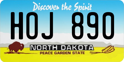 ND license plate HOJ890