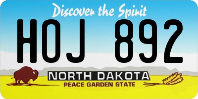 ND license plate HOJ892