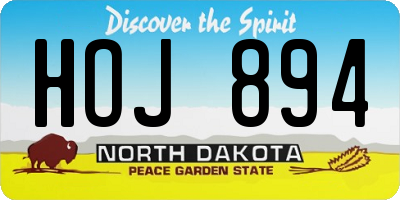 ND license plate HOJ894
