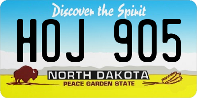ND license plate HOJ905