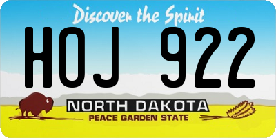 ND license plate HOJ922