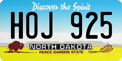 ND license plate HOJ925