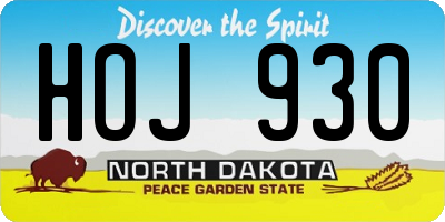 ND license plate HOJ930