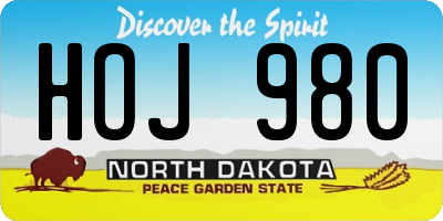 ND license plate HOJ980