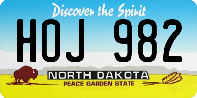 ND license plate HOJ982