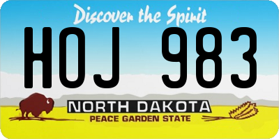 ND license plate HOJ983