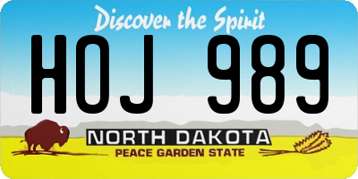 ND license plate HOJ989