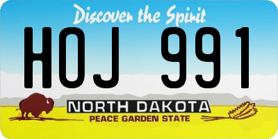 ND license plate HOJ991