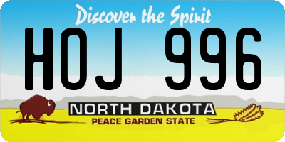ND license plate HOJ996